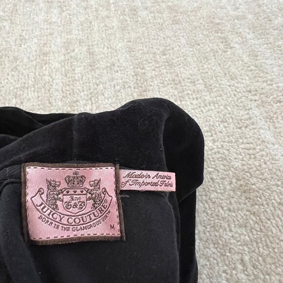 Juicy Couture Velour Zip Up Hoodie Track Jacket M Black - Picture 2 of 13